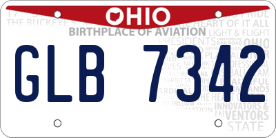 OH license plate GLB7342