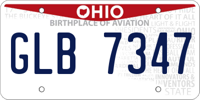 OH license plate GLB7347