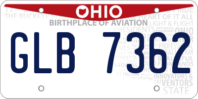 OH license plate GLB7362