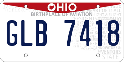 OH license plate GLB7418