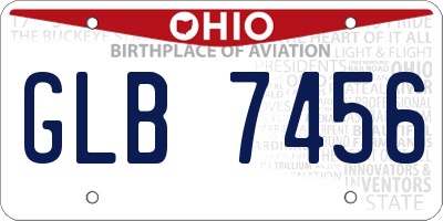 OH license plate GLB7456