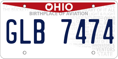 OH license plate GLB7474