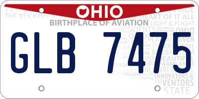 OH license plate GLB7475