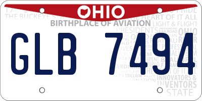 OH license plate GLB7494
