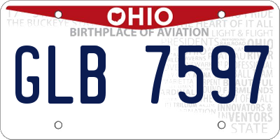 OH license plate GLB7597