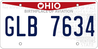 OH license plate GLB7634