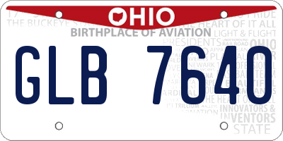 OH license plate GLB7640