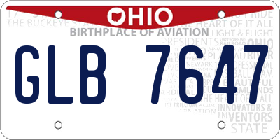OH license plate GLB7647