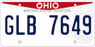 OH license plate GLB7649