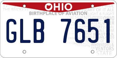OH license plate GLB7651