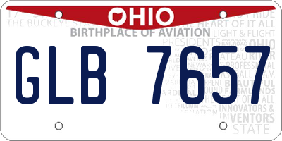 OH license plate GLB7657