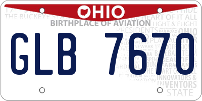OH license plate GLB7670