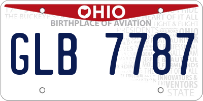 OH license plate GLB7787