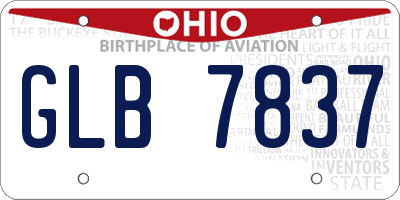 OH license plate GLB7837