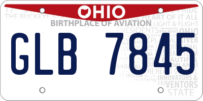 OH license plate GLB7845
