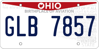 OH license plate GLB7857