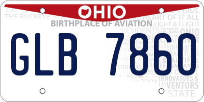 OH license plate GLB7860
