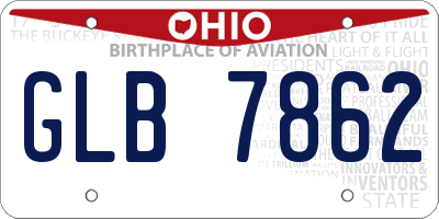 OH license plate GLB7862