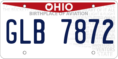 OH license plate GLB7872