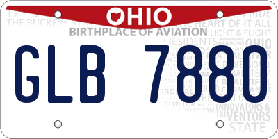 OH license plate GLB7880