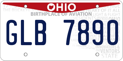 OH license plate GLB7890