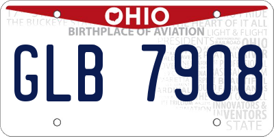 OH license plate GLB7908