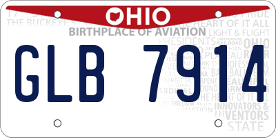 OH license plate GLB7914