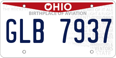 OH license plate GLB7937