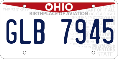 OH license plate GLB7945