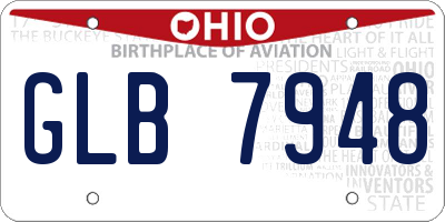 OH license plate GLB7948
