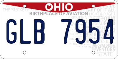 OH license plate GLB7954