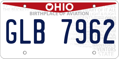 OH license plate GLB7962