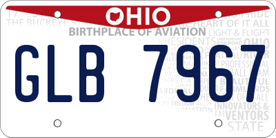 OH license plate GLB7967