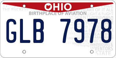 OH license plate GLB7978