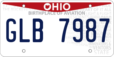 OH license plate GLB7987