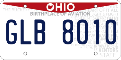 OH license plate GLB8010