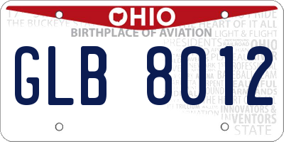OH license plate GLB8012