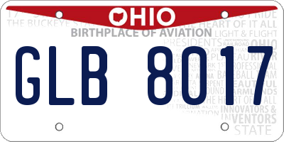 OH license plate GLB8017