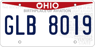 OH license plate GLB8019