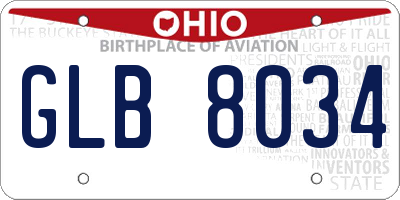 OH license plate GLB8034