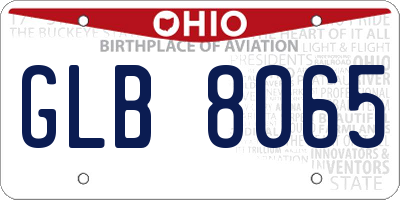 OH license plate GLB8065