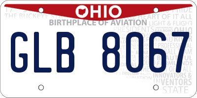 OH license plate GLB8067