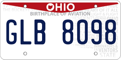 OH license plate GLB8098