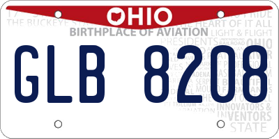 OH license plate GLB8208