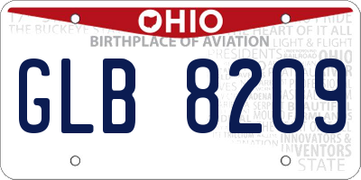 OH license plate GLB8209