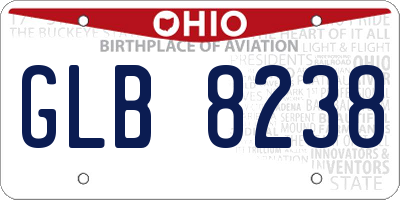 OH license plate GLB8238