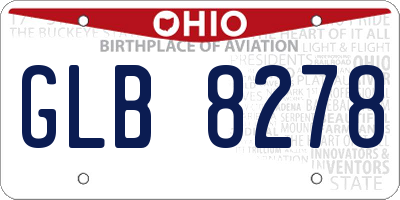 OH license plate GLB8278