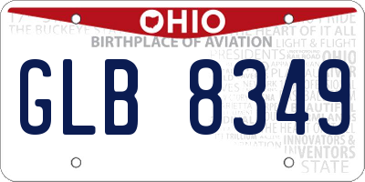 OH license plate GLB8349