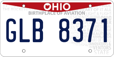 OH license plate GLB8371