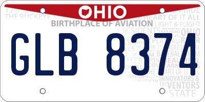 OH license plate GLB8374